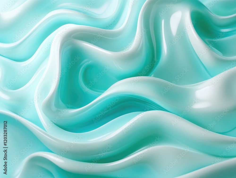 Fototapeta premium Flowing aqua waves abstract art digital design soft textures close-up view serenity and calmness