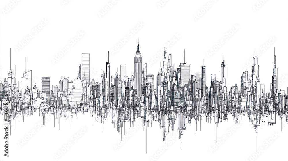 Obraz premium Abstract Cityscape: A Wireframe Metropolis