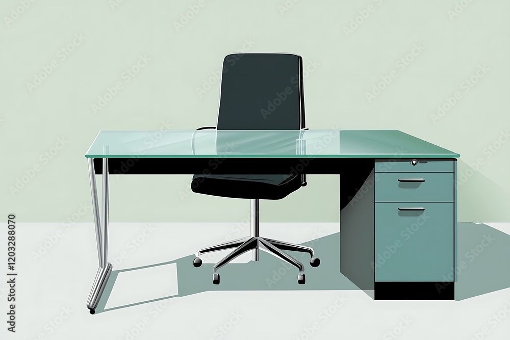 Empty Office Desk, Modern Minimalist Design Empty Office Desk, Modern Minimalist Design