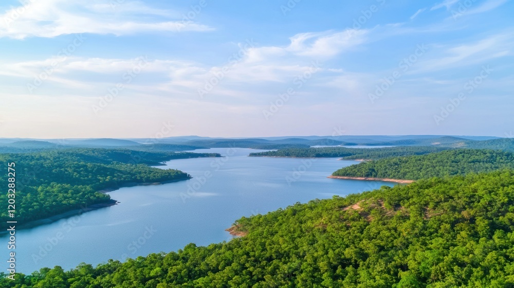 Aerial view of tropical lake and forest Aerial view of tropical lake and forest