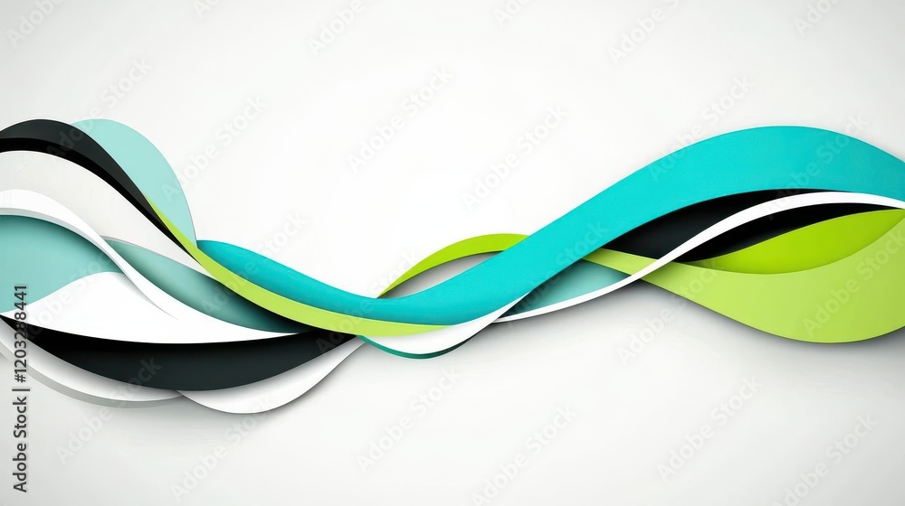 Fototapeta premium Colorful wave pattern with smooth curves on a white background.