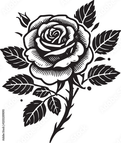 nice Rose silhouette vector art illustration