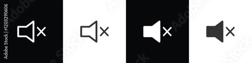 Sound icon, mute volume, speaker sign, audio control icon. Аn icon that increases and reduces the sound. Sound volume icon with different signal levels on black, white and transparent background.