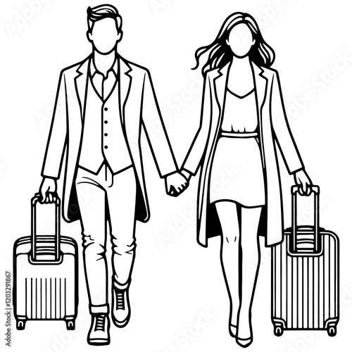 Two Girls Traveling with Luggage.