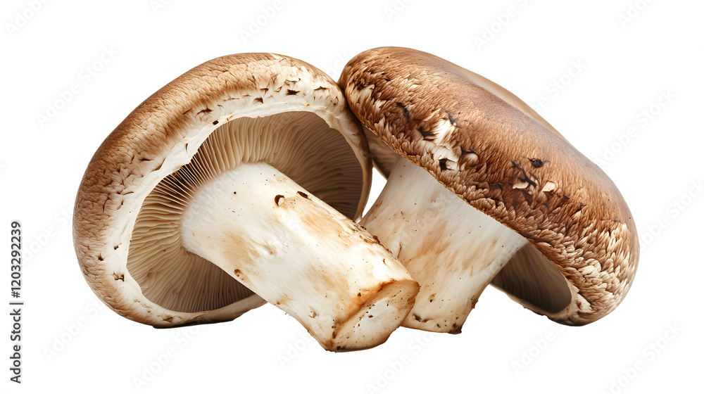 Fototapeta premium Fresh champignon mushroom on a transparent background. isolated background.