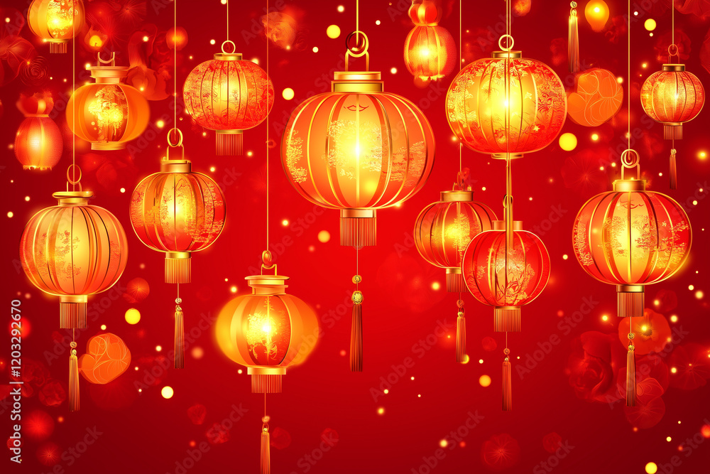 Vibrant Red Background with Lanterns for Festive New Year Celebration and Decoration Ideas Vibrant Red Background with Lanterns for Festive New Year Celebration and Decoration Ideas