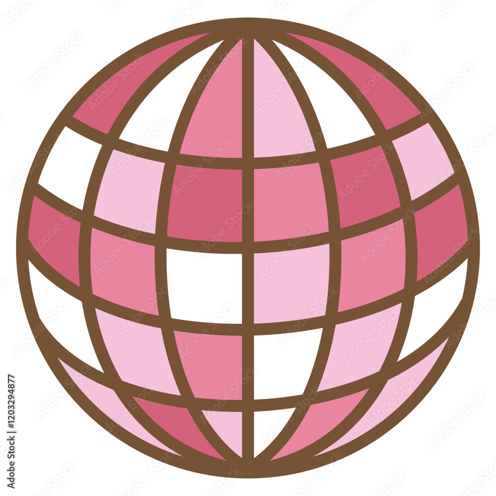 cute kawaii Groovy Retro Disco ball outline cartoon doodle illustration cute kawaii Groovy Retro Disco ball outline cartoon doodle illustration
