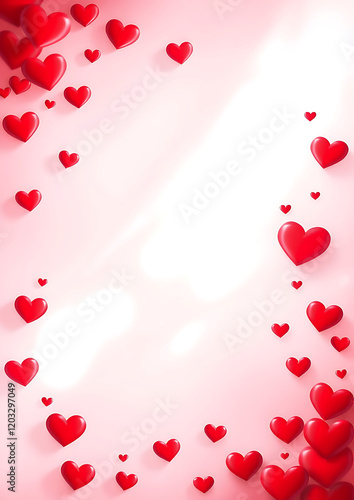 Red Hearts Frame a Blank Space for Your Design.
