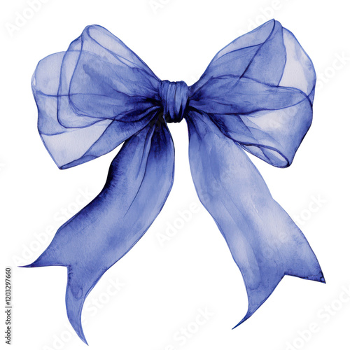 Blue Coquette Bow Clipart Vector Illustration