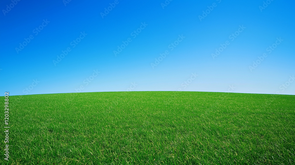 Wide Green Field Under Clear Blue Sky Wide Green Field Under Clear Blue Sky