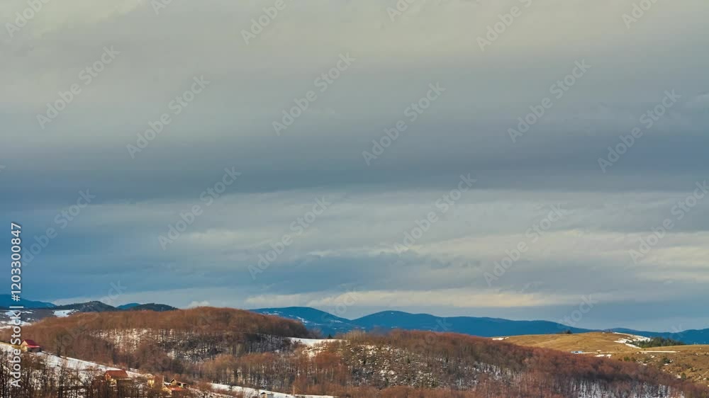 Nature winter landscape clouds rolling over hills and mountains time-lapse Nature winter landscape clouds rolling over hills and mountains time-lapse