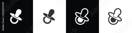 Baby pacifier, dummy, soother or teether flat vector icon. Flat icon of pacifier baby. Dummy Teat icon. Baby care vector illustration in black, white and transparent background. Eps10