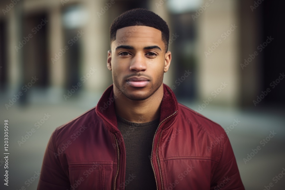 A man wearing a red jacket and a brown shirt A man wearing a red jacket and a brown shirt