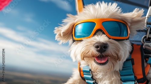 Wallpaper Mural Havanese dog skydiving with colorful goggles. Torontodigital.ca