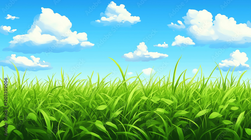 Wide Green Field Under Clear Blue Sky Wide Green Field Under Clear Blue Sky