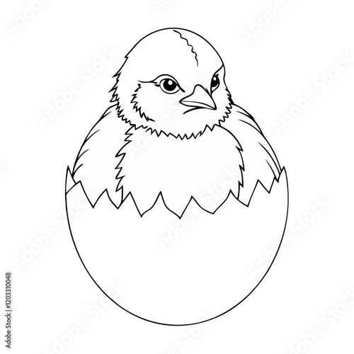 Black and white Easter design featuring a hatched chick