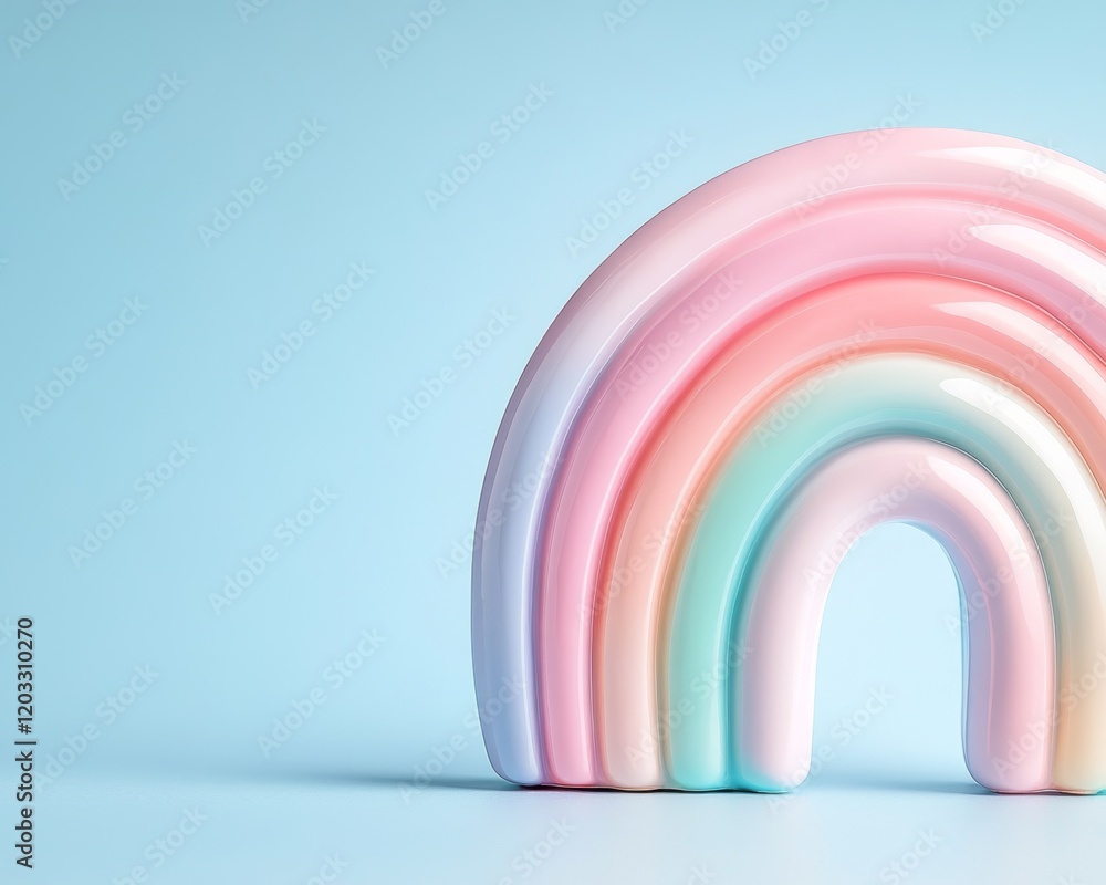 Obraz premium A soft pastel rainbow against a light blue sky.