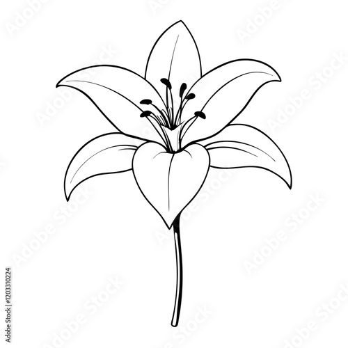 Black and white Easter design featuring a lily flower