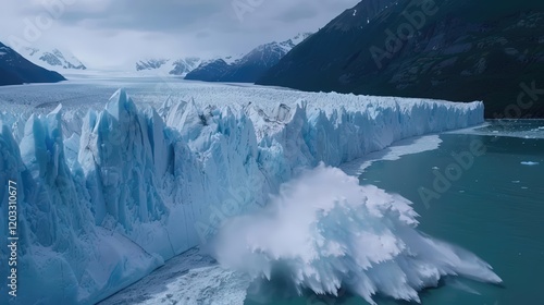 Dramatic calving glacier in Alaska photo