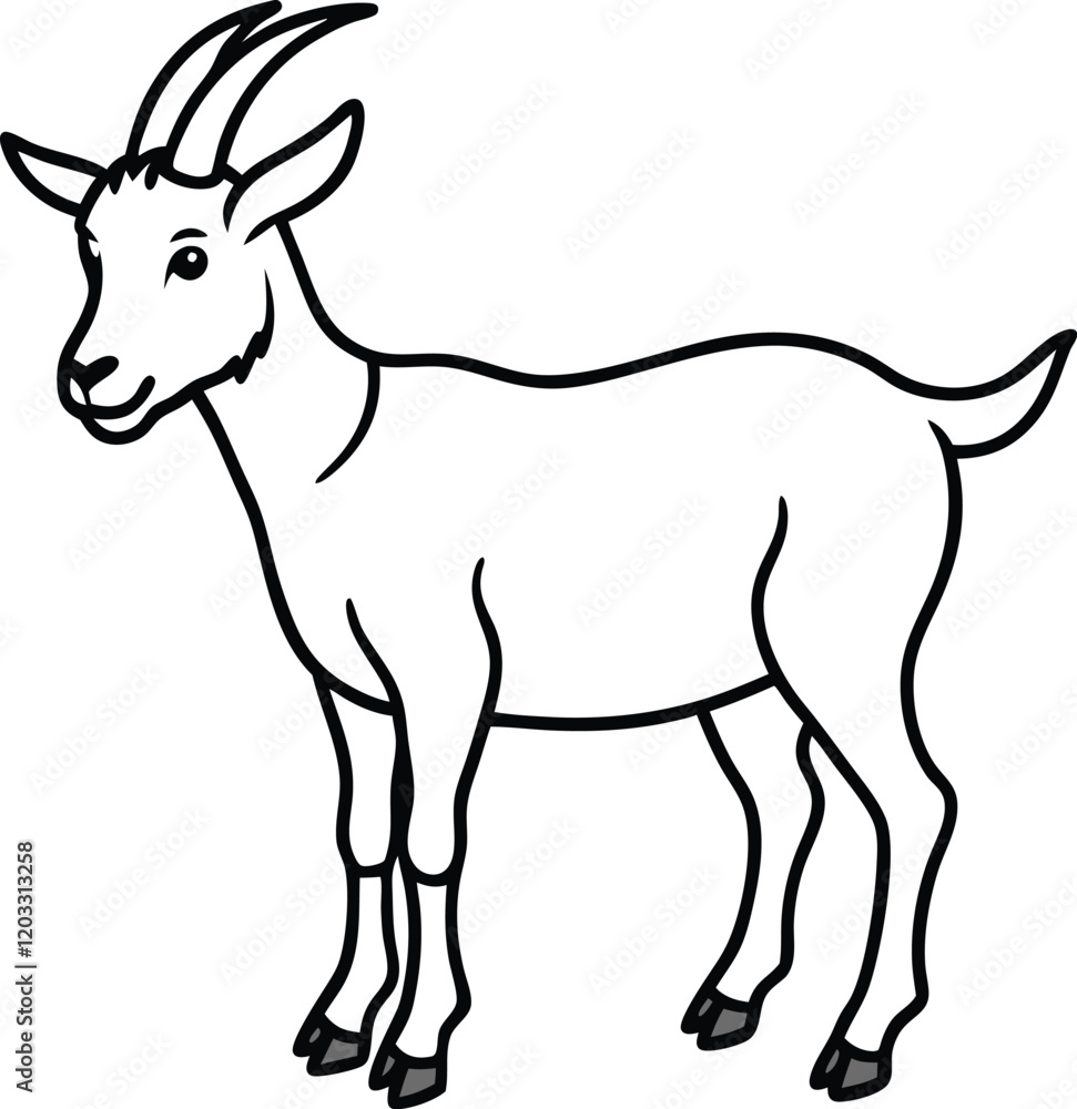 Beautiful animal goat line art vector artwork illustration Beautiful animal goat line art vector artwork illustration