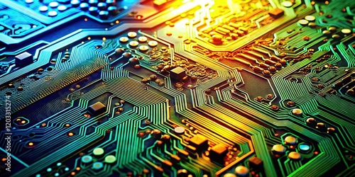 High-tech circuit board backdrop, perfect for product displays.