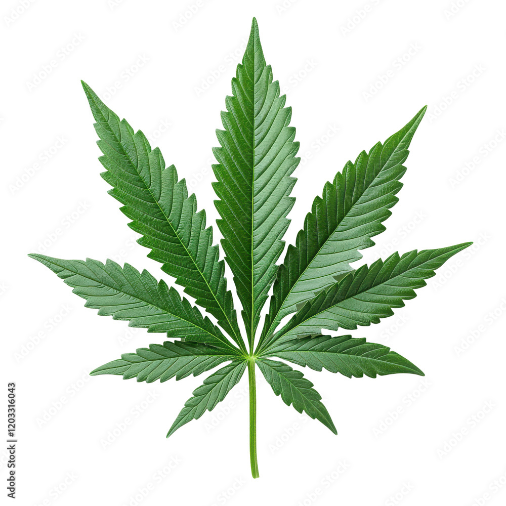 Green Cannabis Leaf Isolated on PNG Background Green Cannabis Leaf Isolated on PNG Background