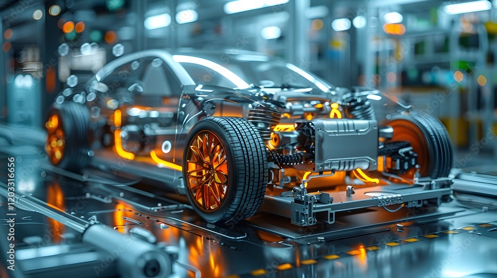 Fototapeta premium Sleek and Powerful Lithium-ion Battery Pack Powering the Future of Electric Vehicles