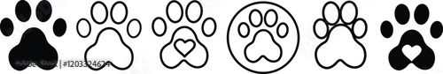 Editable Stroke Pet Paw Icon on White Background for Design Projects