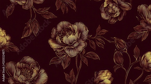 Wallpaper Mural Delicate Peony Pattern Background Floral Art Digital Design Abstract Setting Aesthetic Viewpoint Elegant Line Art Torontodigital.ca