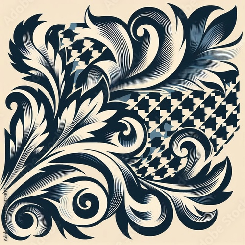 Houndstooth Abstract checkered pattern with pointed corners Eleg