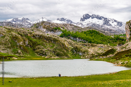 Route to Covadonga, Lakes, Mountains, Cangas de Onis, Asturias, Picos de Europa, Spain photo