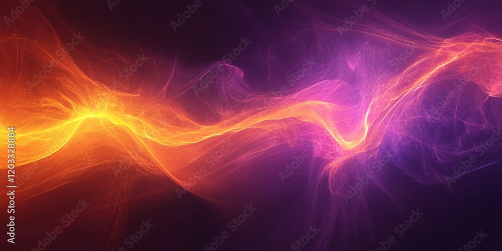 Obraz premium Abstract Background Vibrant Orange and Purple Energy Flowing Waves