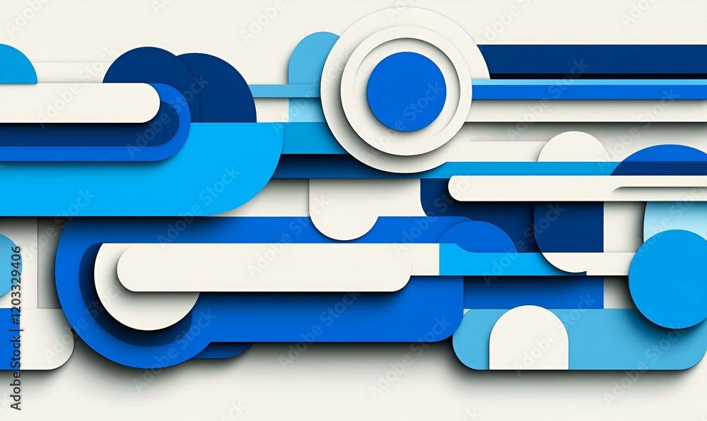 Naklejka premium Geometric Design Reflecting Financial Trends, a vibrant arrangement of shapes and colors symbolizing market dynamics and data visualization.