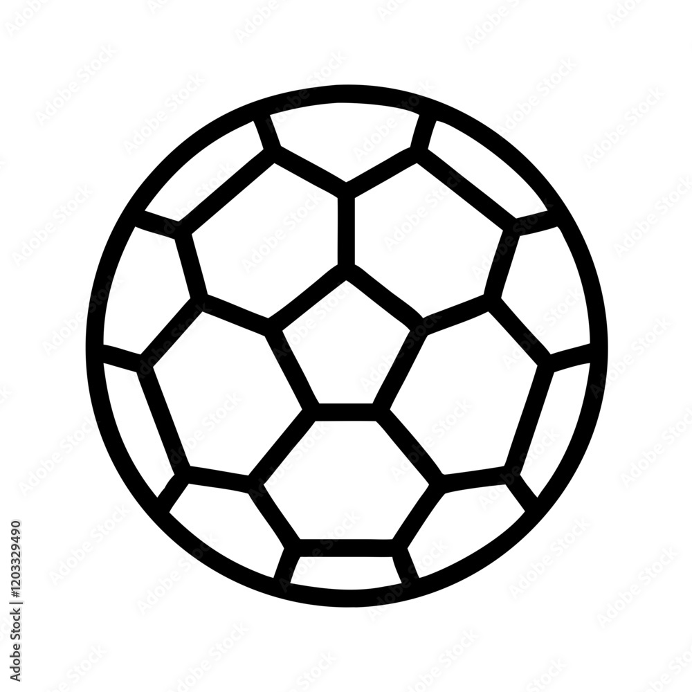 Simple line icon of a soccer ball in a minimalist design on a white background Simple line icon of a soccer ball in a minimalist design on a white background