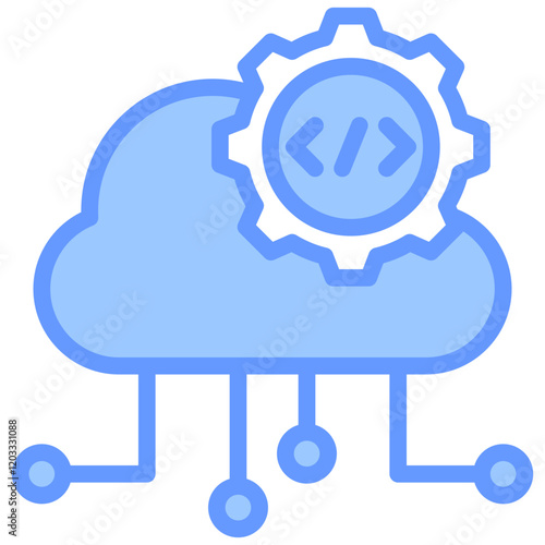 Cloud Programming Blue Icon