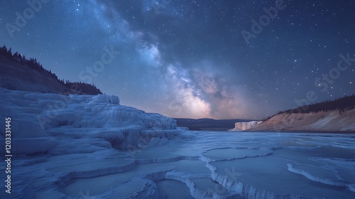 Cosmic Serenity in Yellowstone's Scenic Nighttime View photo