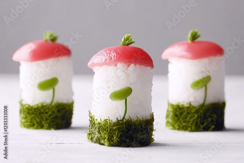 Wallpaper Mural Sushi burger made of white rice, tuna meat, nori, wasabi sauce. Torontodigital.ca