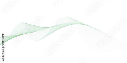 Abstract green lines on a white background. Modern technology wave design. Vector illustration.