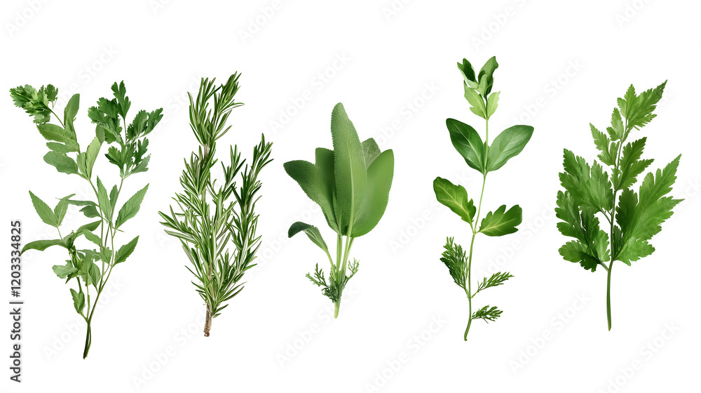 Naklejka premium Fresh green herbs on a transparent background. isolated background.