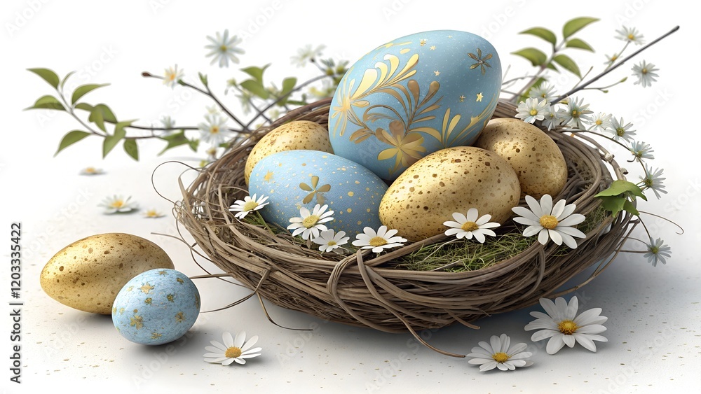 Obraz premium easter eggs in a nest
