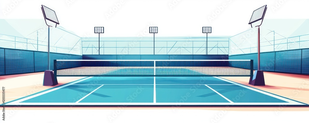 Obraz premium Illustrated vector concept for a high-tech surround sound system for badminton courts.