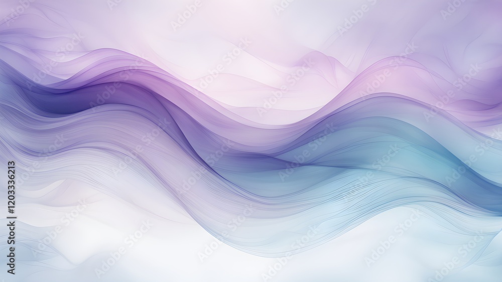 Abstract background with flowing, translucent purple and blue waves on a light background. Abstract background with flowing, translucent purple and blue waves on a light background.