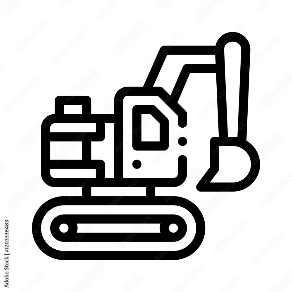 excavator line icon excavator line icon
