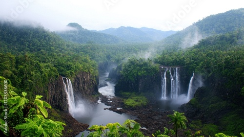 Misty Rainforest Waterfalls