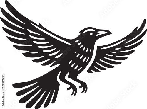 Crow vector in black and white