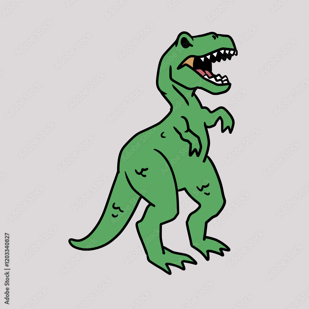Obraz premium Vector Cartoon Illustration of a Green T-Rex Dinosaur