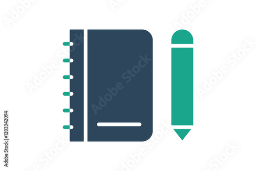 Agenda icon. solid icon style. book with pencil. icon related to time and date. time elements vector illustration