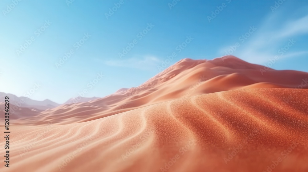 Fototapeta premium A desert landscape with sand dunes and mountains in the background
