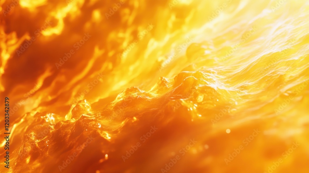 A vibrant close-up view of the sun surface with glowing solar flares and detailed plasma textures in a fiery yellow and orange color palette A vibrant close-up view of the sun surface with glowing solar flares and detailed plasma textures in a fiery yellow and orange color palette