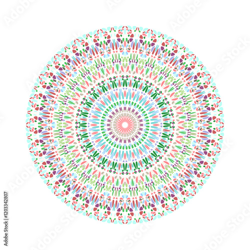 Circular colorful round floral ornament mandala - ornate ornamental abstract vector graphic design on white background